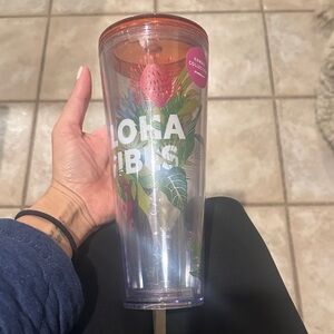 LOLA VIBES Tropical Acrylic Tumbler - Pink & Green